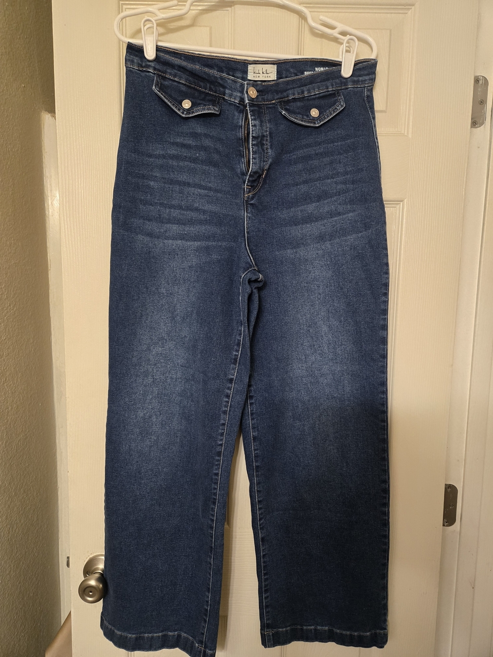 High-Rise Wide-Leg Jeans in Dark Blue by L.L. Bean